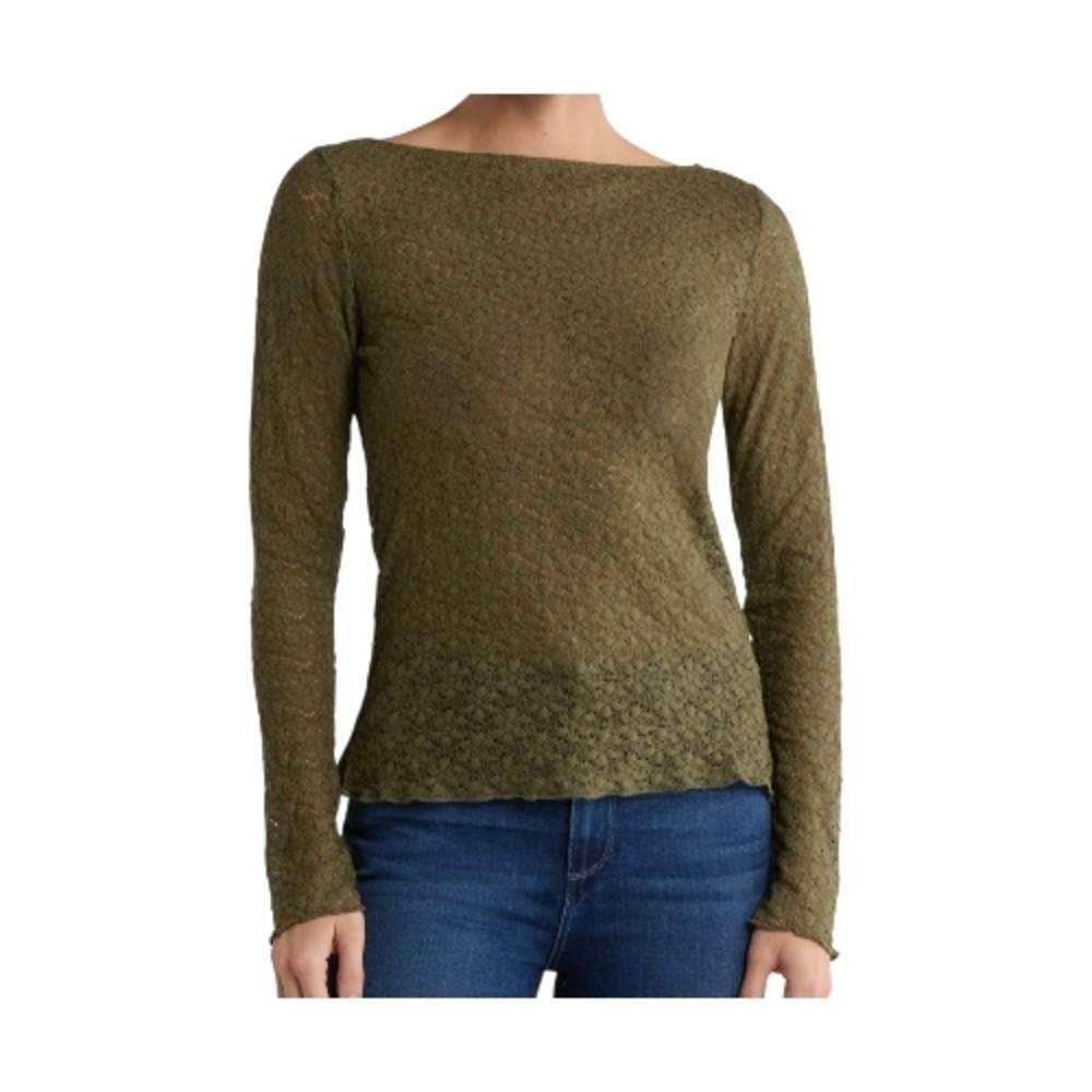 Sanctuary Khaki Lace Long Sleeve Top